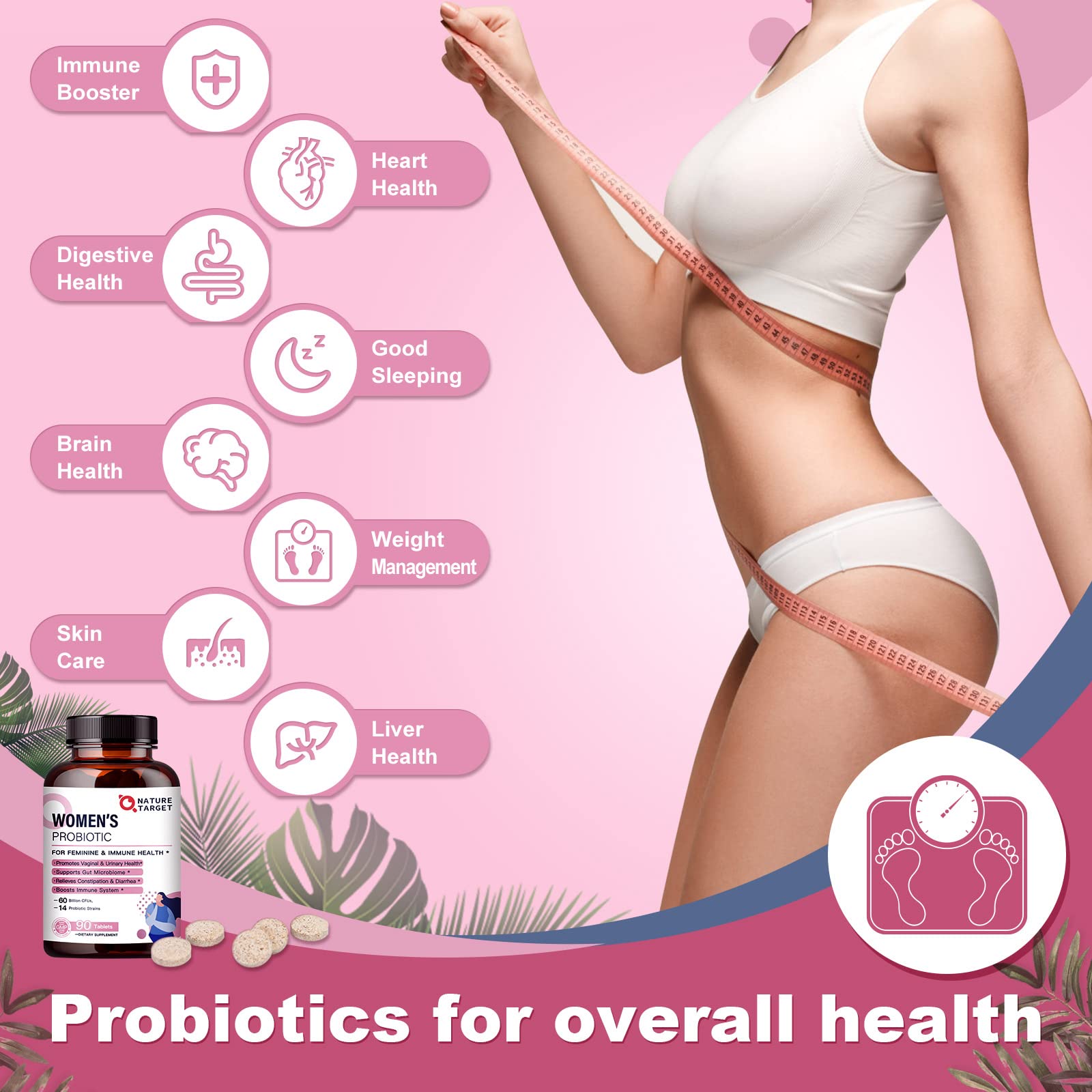 Delayed-release capsule protecting probiotics in Nature Target Probiotics for Women.
