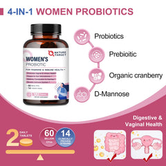Close-up of Nature Target Probiotics for Women ingredient list with 14 strains.