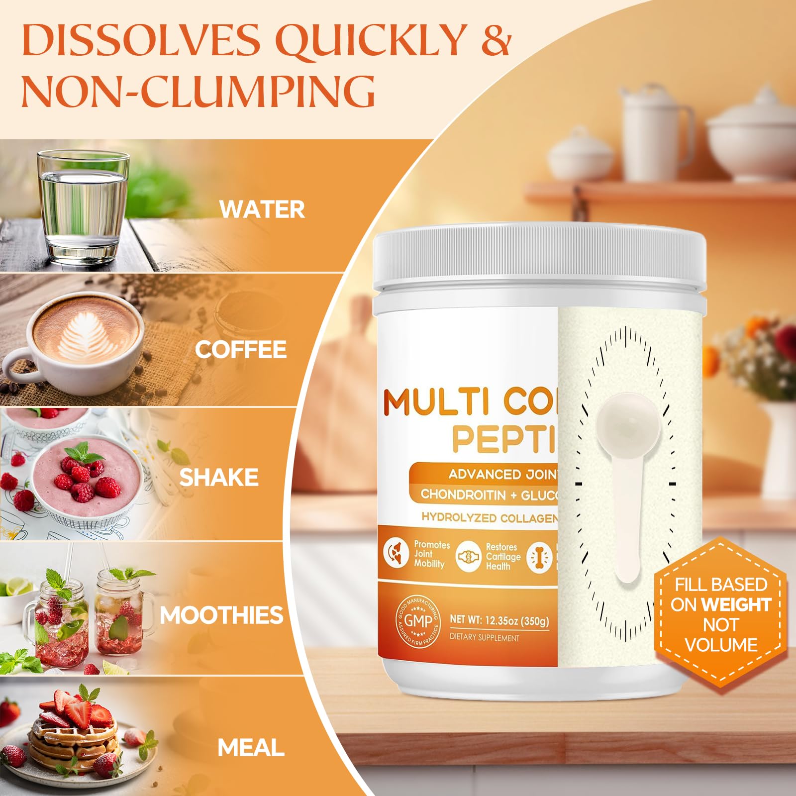 Smoothie with collagen powder for a nutritious daily boost