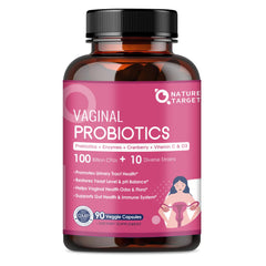 Nature Target Vaginal Probiotics bottle on a clean surface for daily balance