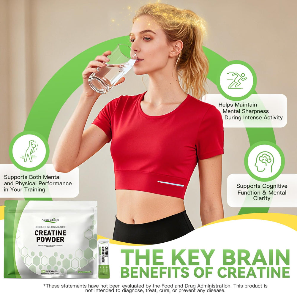 Nature Whisper creatine powder mixed in water showing smooth dissolve