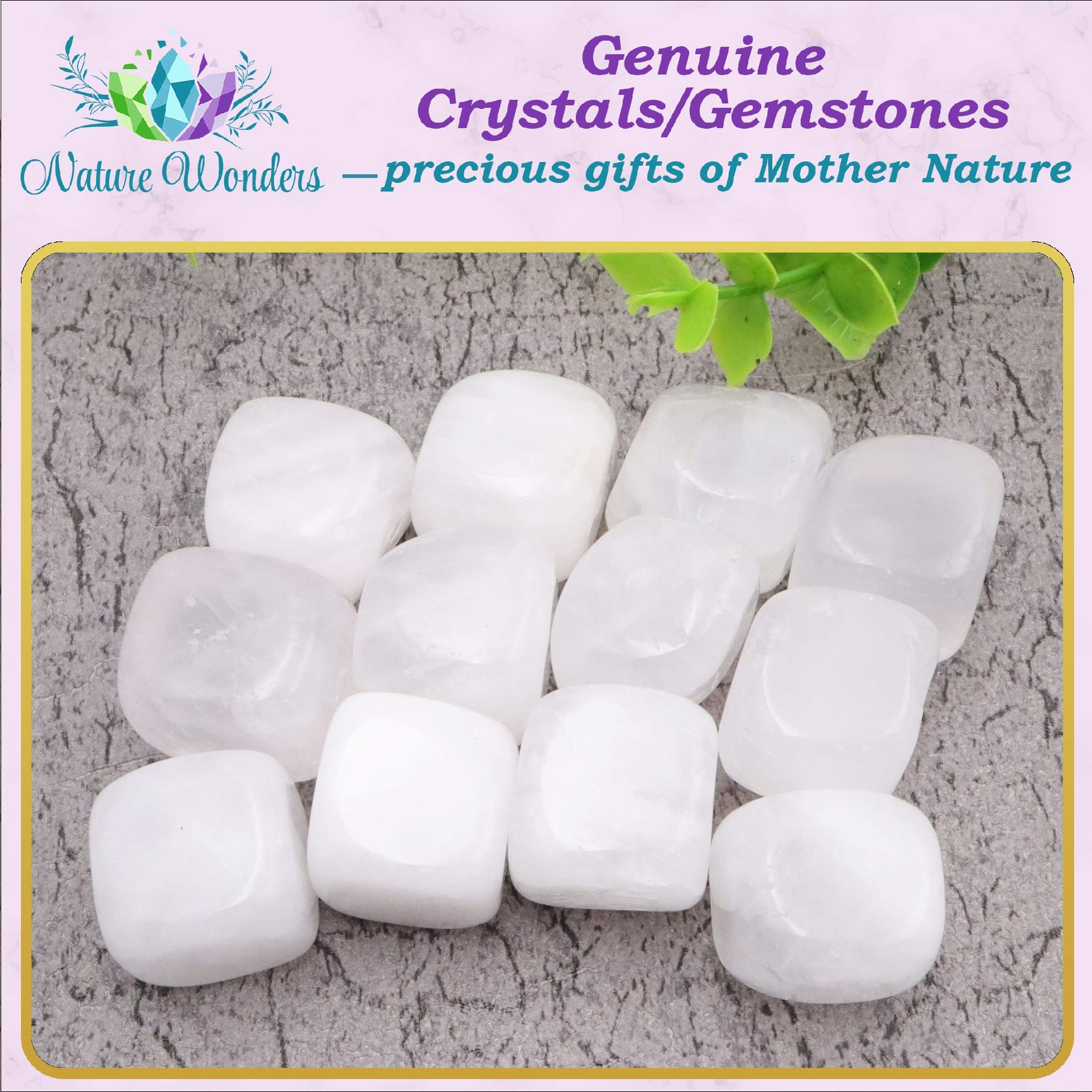 Nature Wonders clear quartz natural color stones with beeswax finish for meditation and focus.