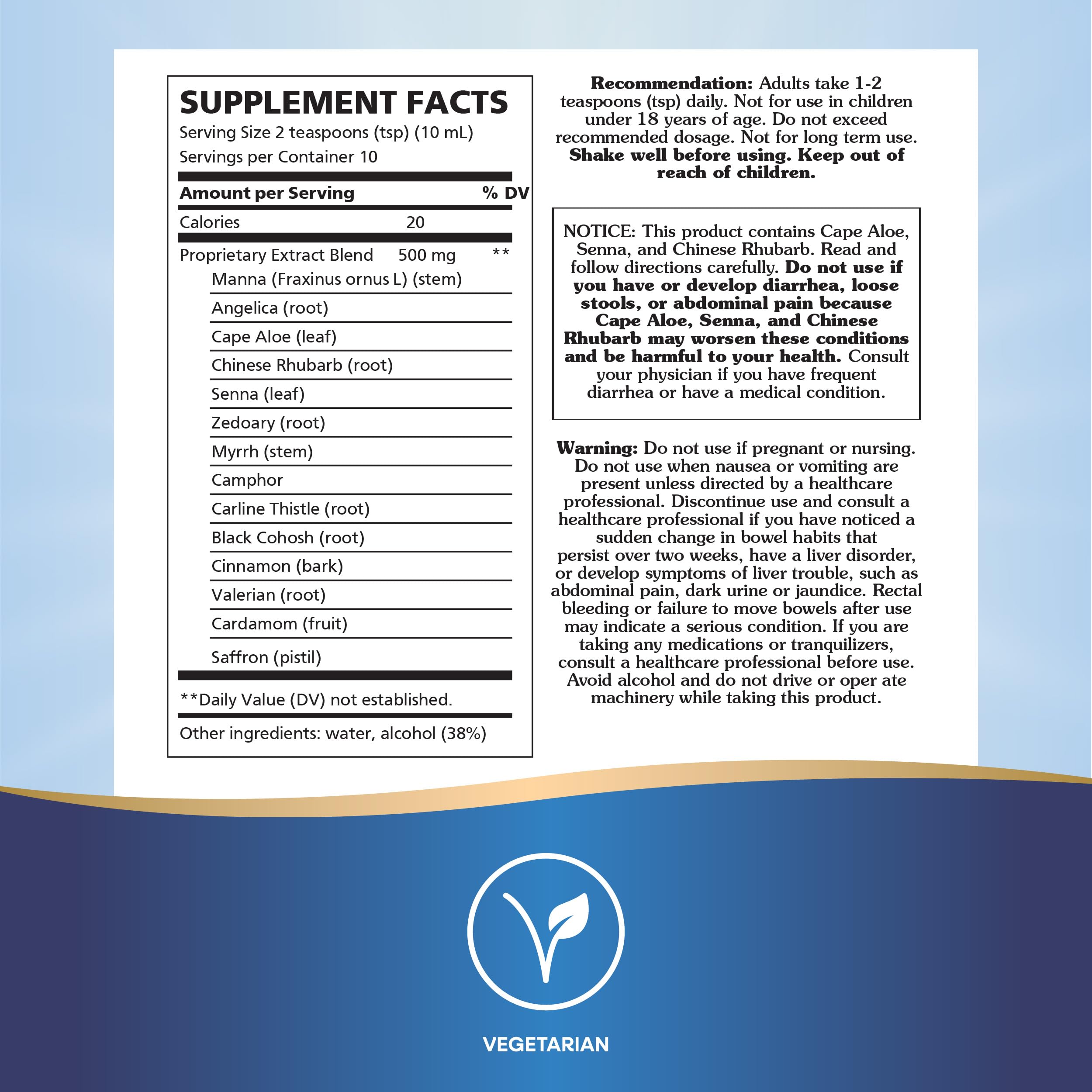 Nature Works Swedish Bitters herbal blend ingredients showcase traditional digestion support.