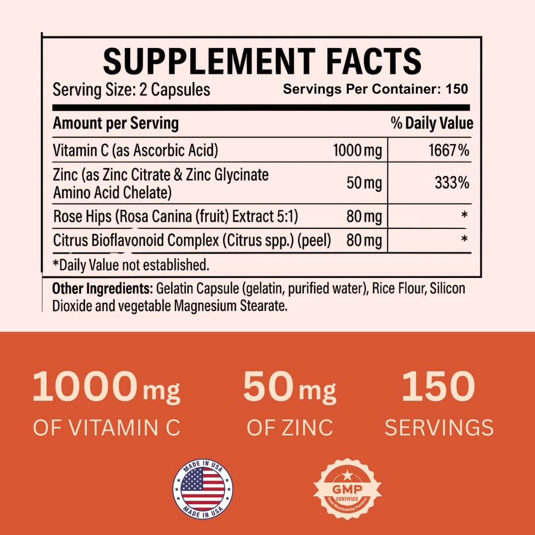 Nature4U Vitamin C 300 capsules count highlights convenient daily supplementation.