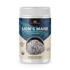 Naturealm Lion’s Mane powder bottle for daily focus and mental clarity.