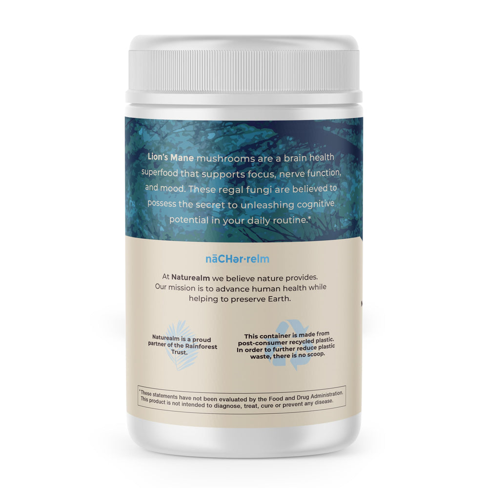 Naturealm Lion’s Mane powder pour over for easy coffee mixing.