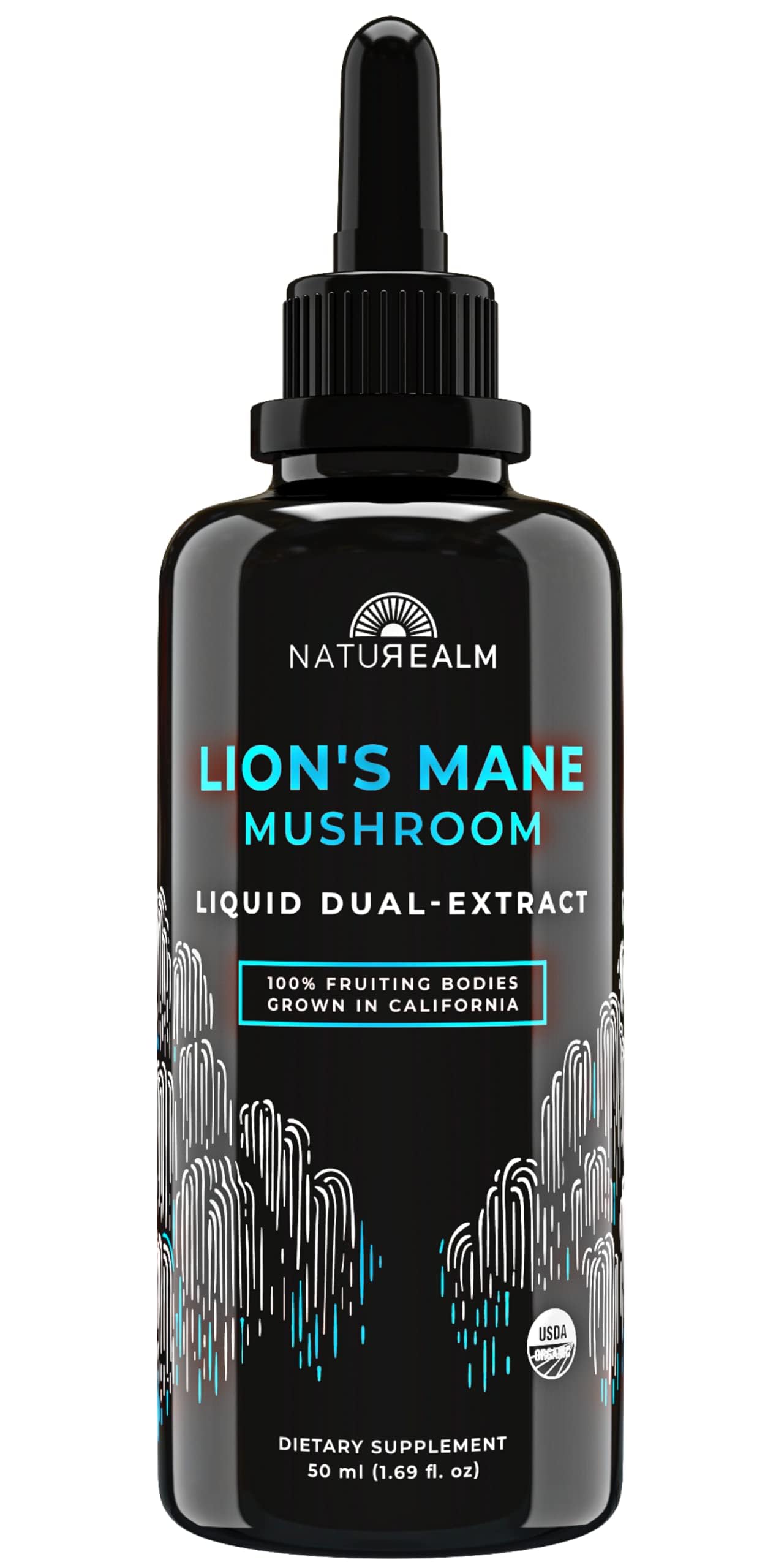 Naturealm Lion's Mane tincture bottle for focus support.