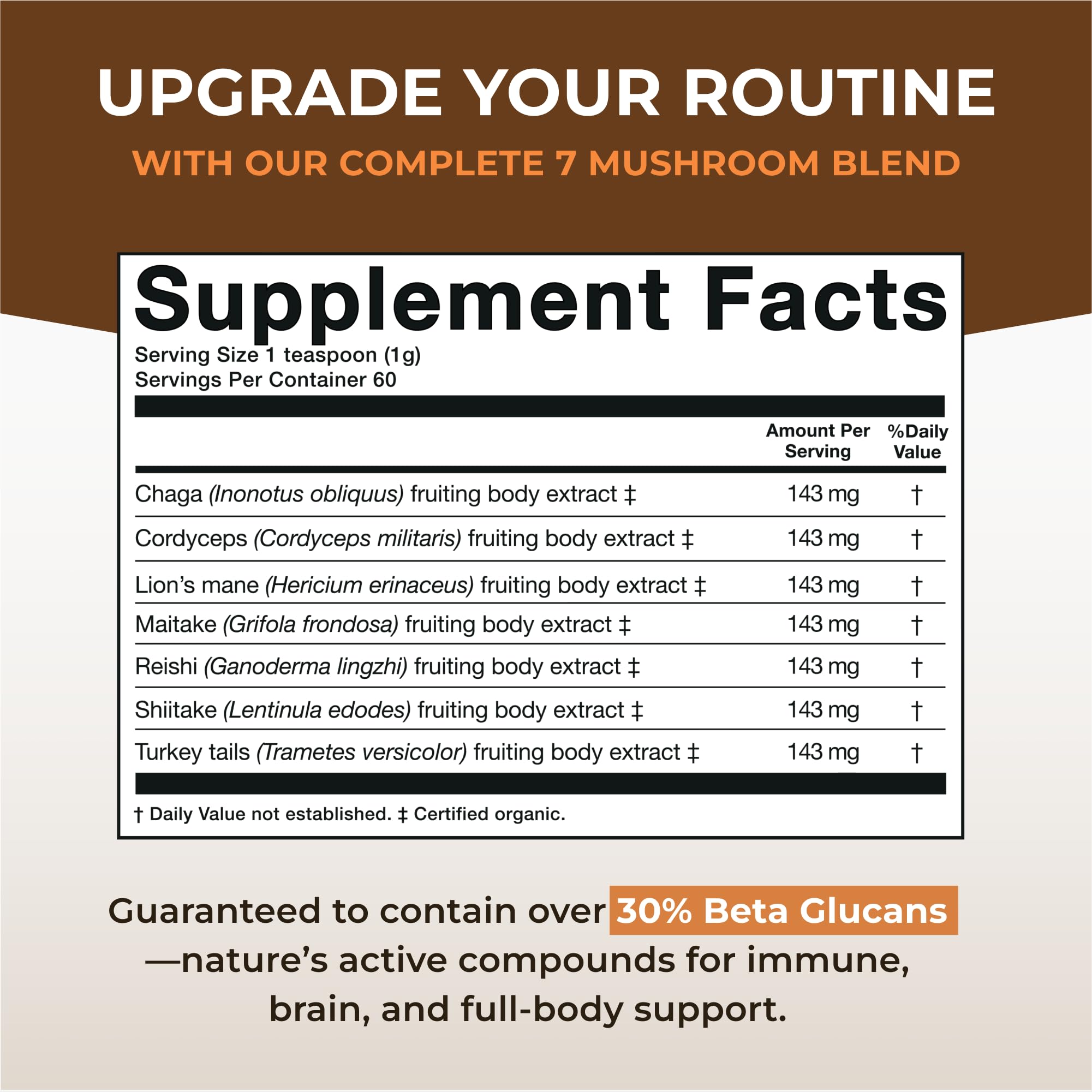 Naturealm Sacred 7 powder texture close-up highlighting organic fruiting body extract.