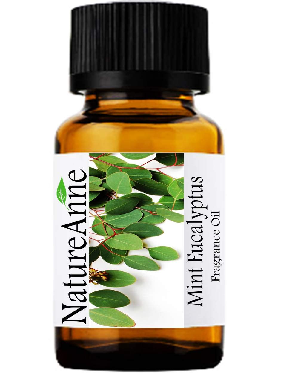 NATUREANNE Mint Eucalyptus fragrance oil in amber bottle for diffusers and diffused scents.