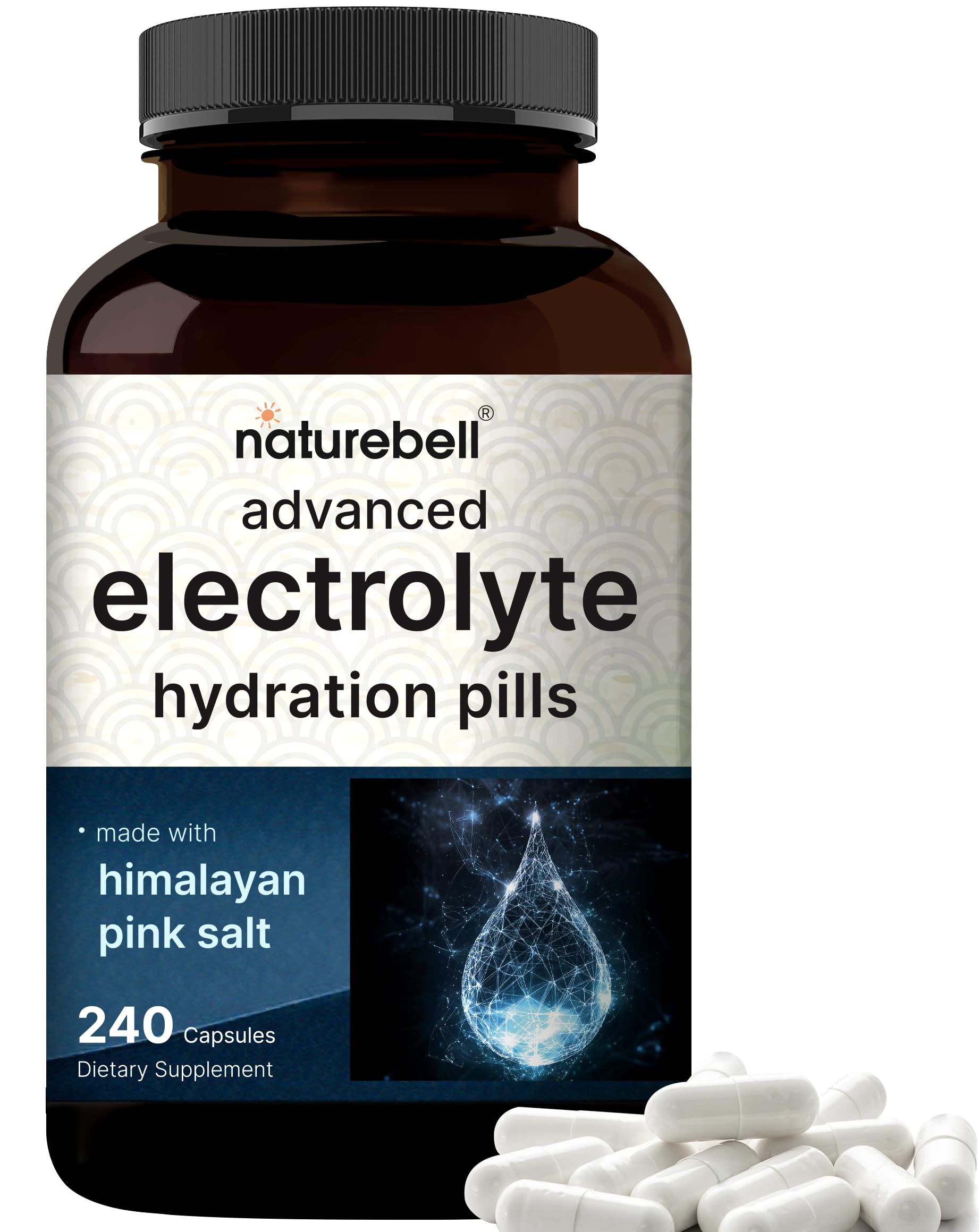 NatureBell Advanced Electrolyte Pills bottle supports on-the-go hydration.