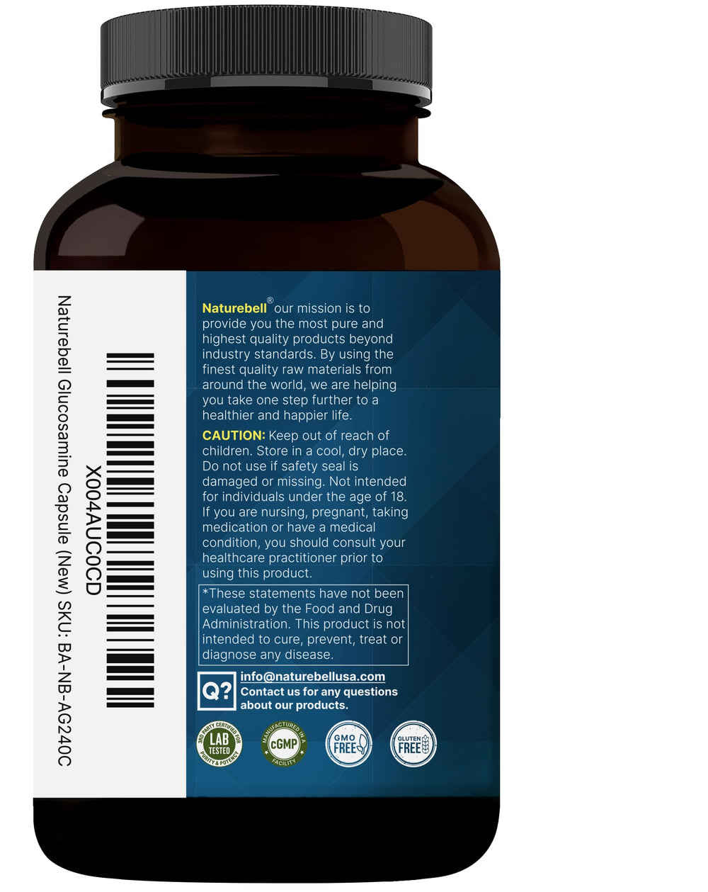 NatureBell allergen-free formula illustration highlights soy-dairy-gluten-free benefits.
