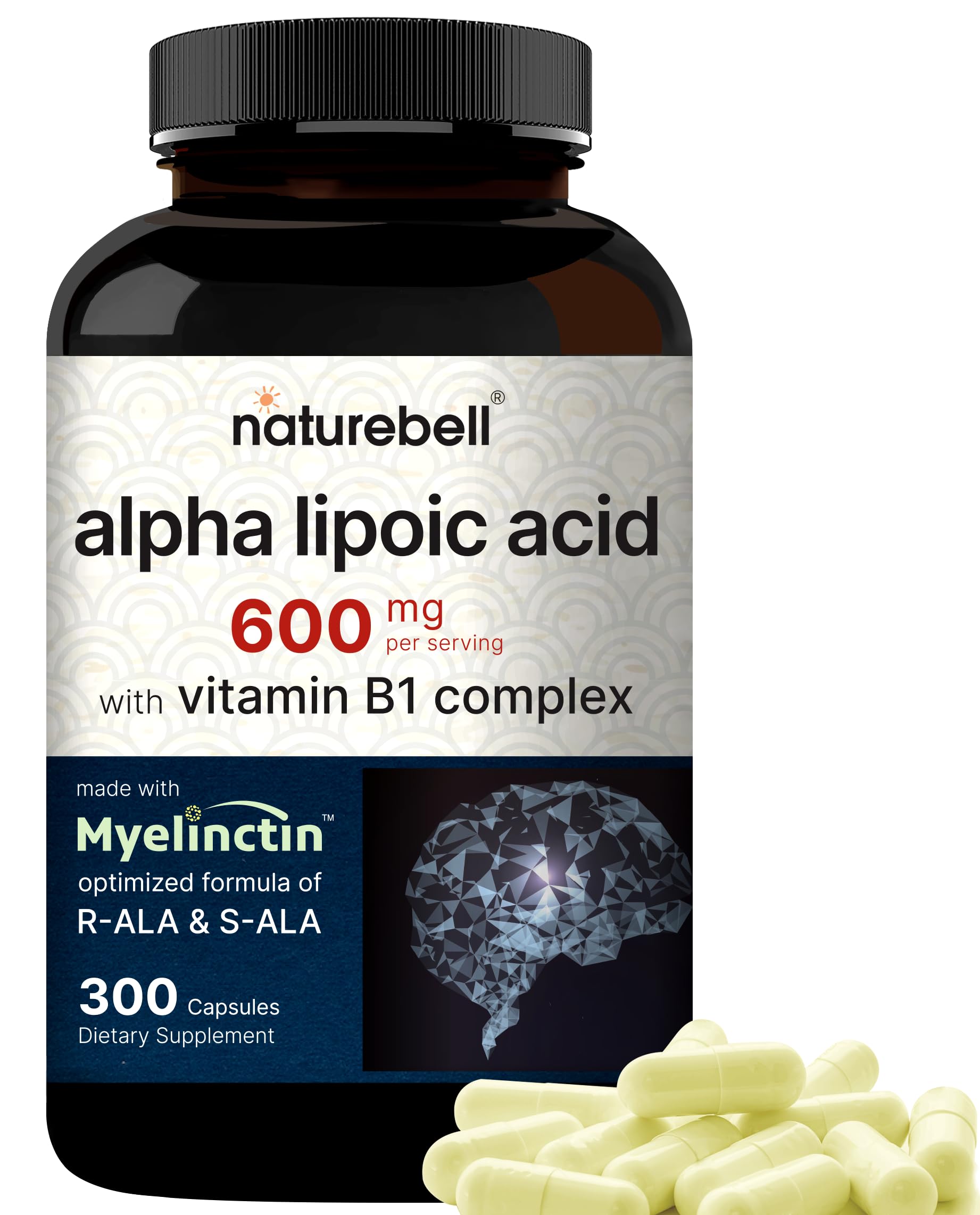 NatureBell Alpha Lipoic Acid Complex bottle shows high-absorption formula