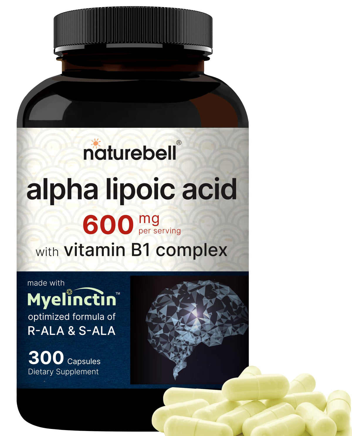 NatureBell Alpha Lipoic Acid Complex bottle shows high-absorption formula