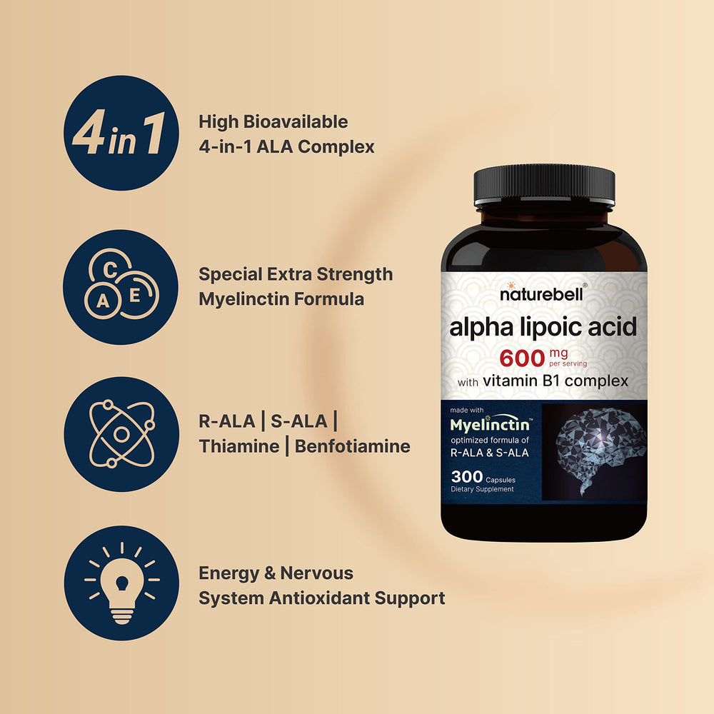NatureBell Alpha Lipoic Acid Complex label front highlights non-GMO and gluten-free