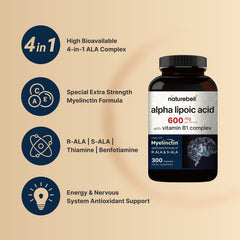 NatureBell Alpha Lipoic Acid Complex label front highlights non-GMO and gluten-free