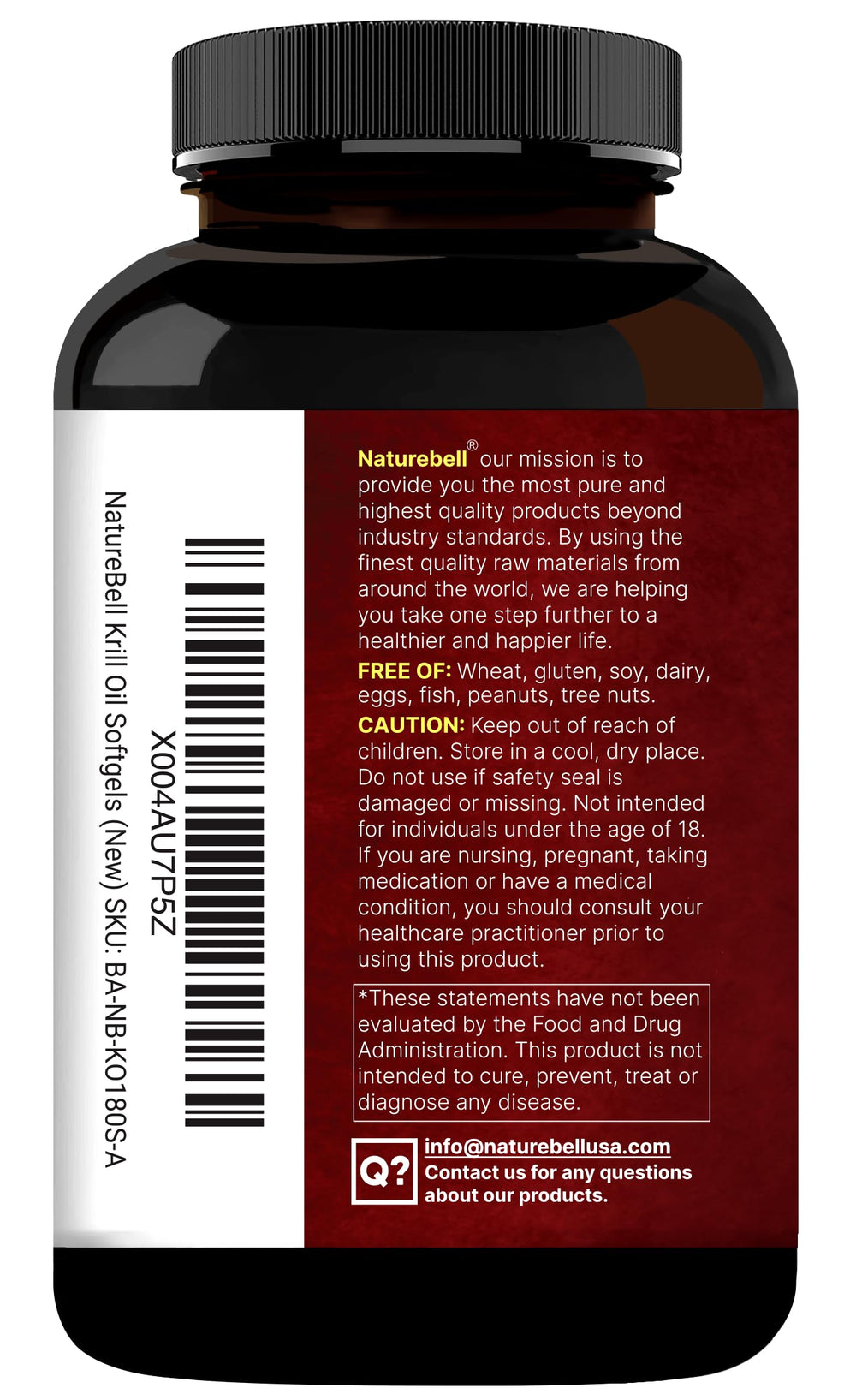 NatureBell krill oil bottle stored in a kitchen cabinet for easy access
