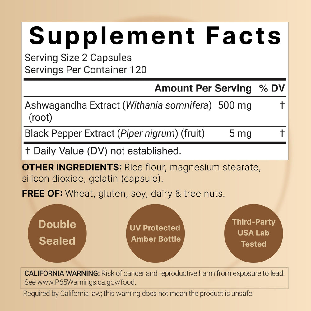 NatureBell Ashwagandha capsules closeup highlighting convenient daily doses.