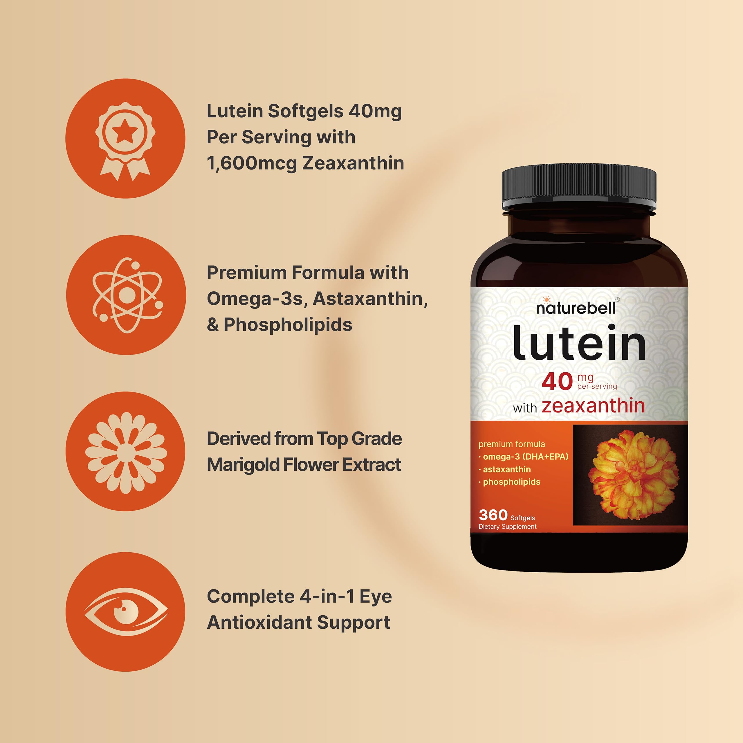 NatureBell Astaxanthin softgel adds antioxidant support for the eyes