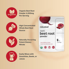 NatureBell Beet Root Powder dissolving in water for quick absorption.