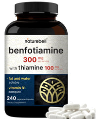 NatureBell Benfotiamine bottle-front with clear labeling for easy daily B1 support.