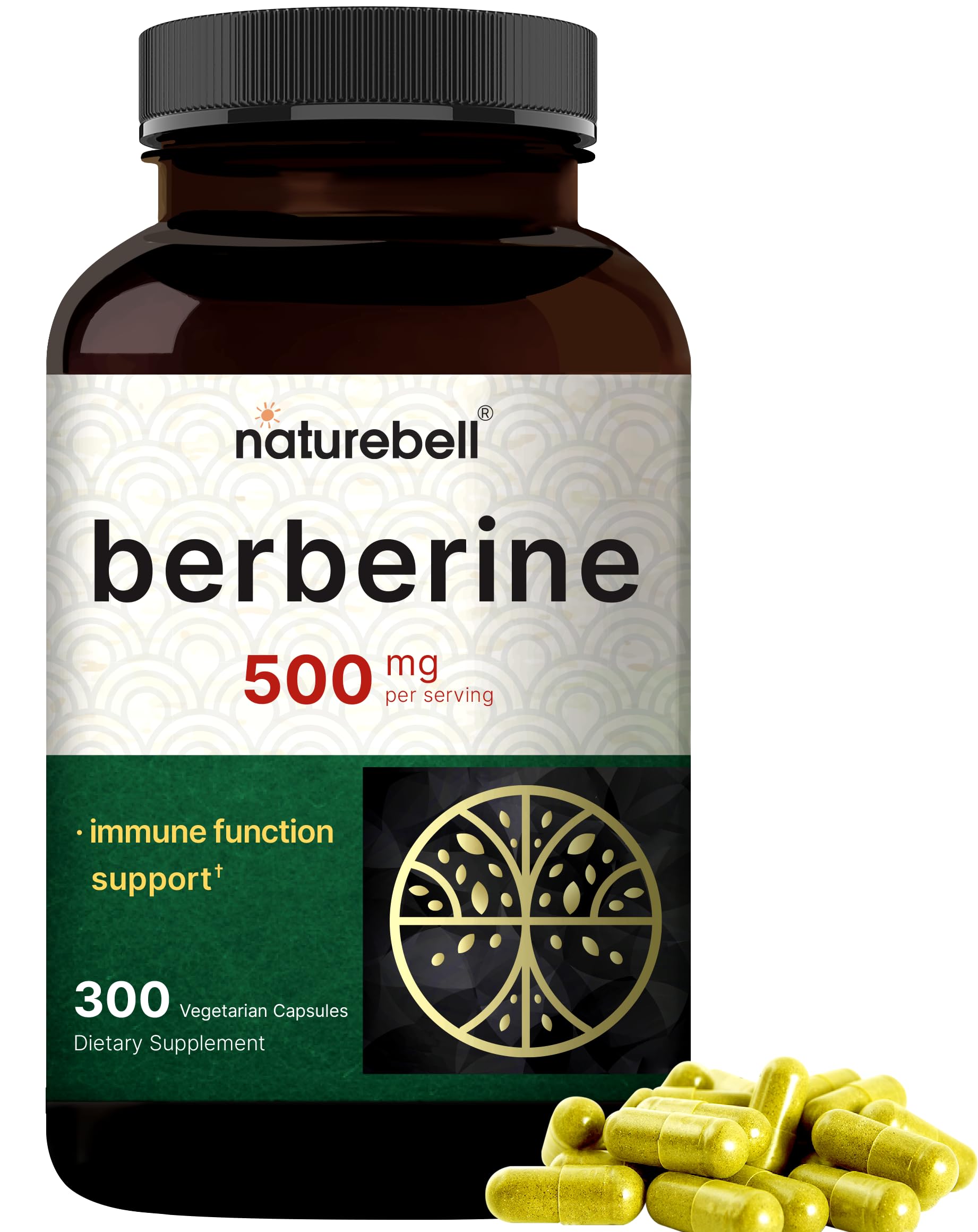 NatureBell Berberine 500mg bottle front view, ideal for daily wellness routines.