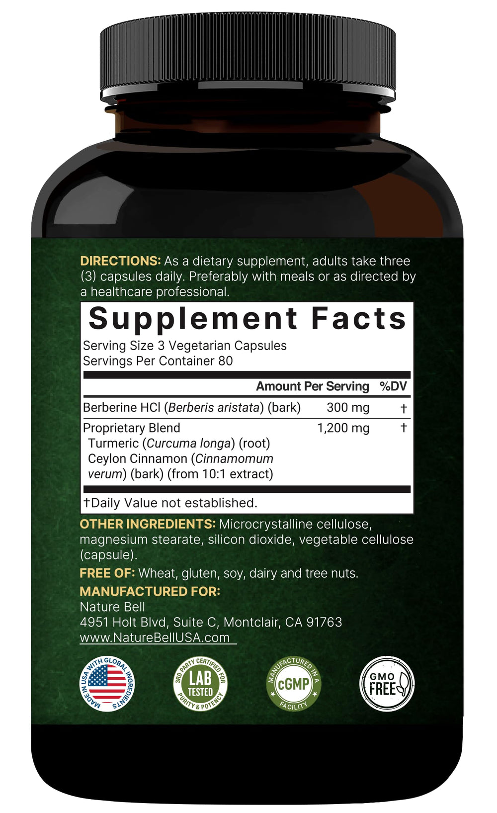 NatureBell Berberine third-party lab-tested seal signals safety
