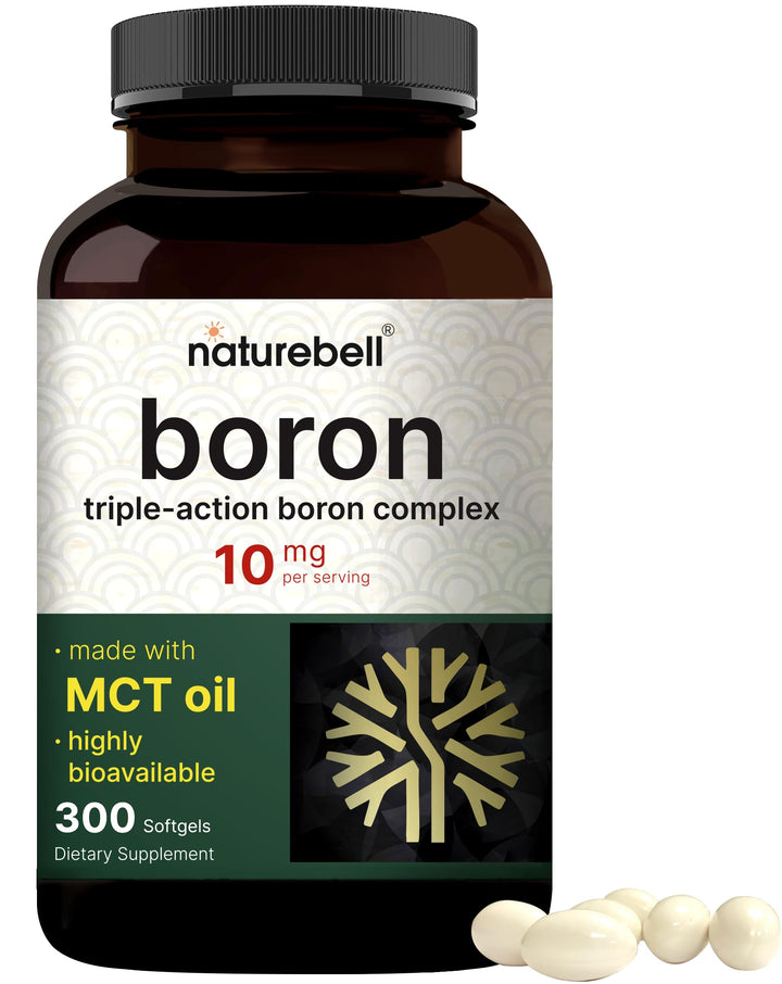 NatureBell Boron 10mg softgels bottle offers easy daily mineral support.