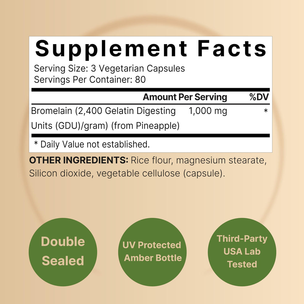 NatureBell Bromelain capsules closeup highlighting easy daily serving