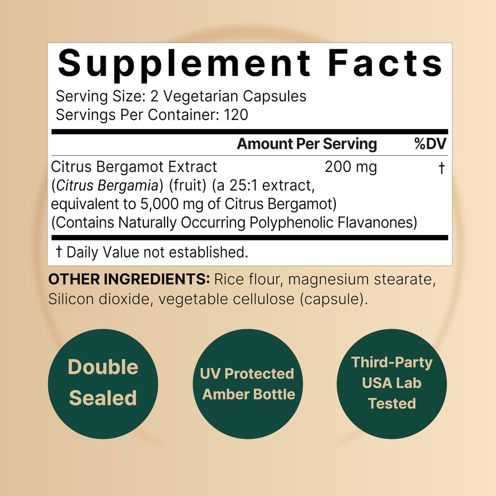 NatureBell Citrus Bergamot capsules deliver 5,000 mg per serving