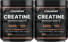 NatureBell creatine monohydrate bottle showing convenient 2-pack packaging for daily use