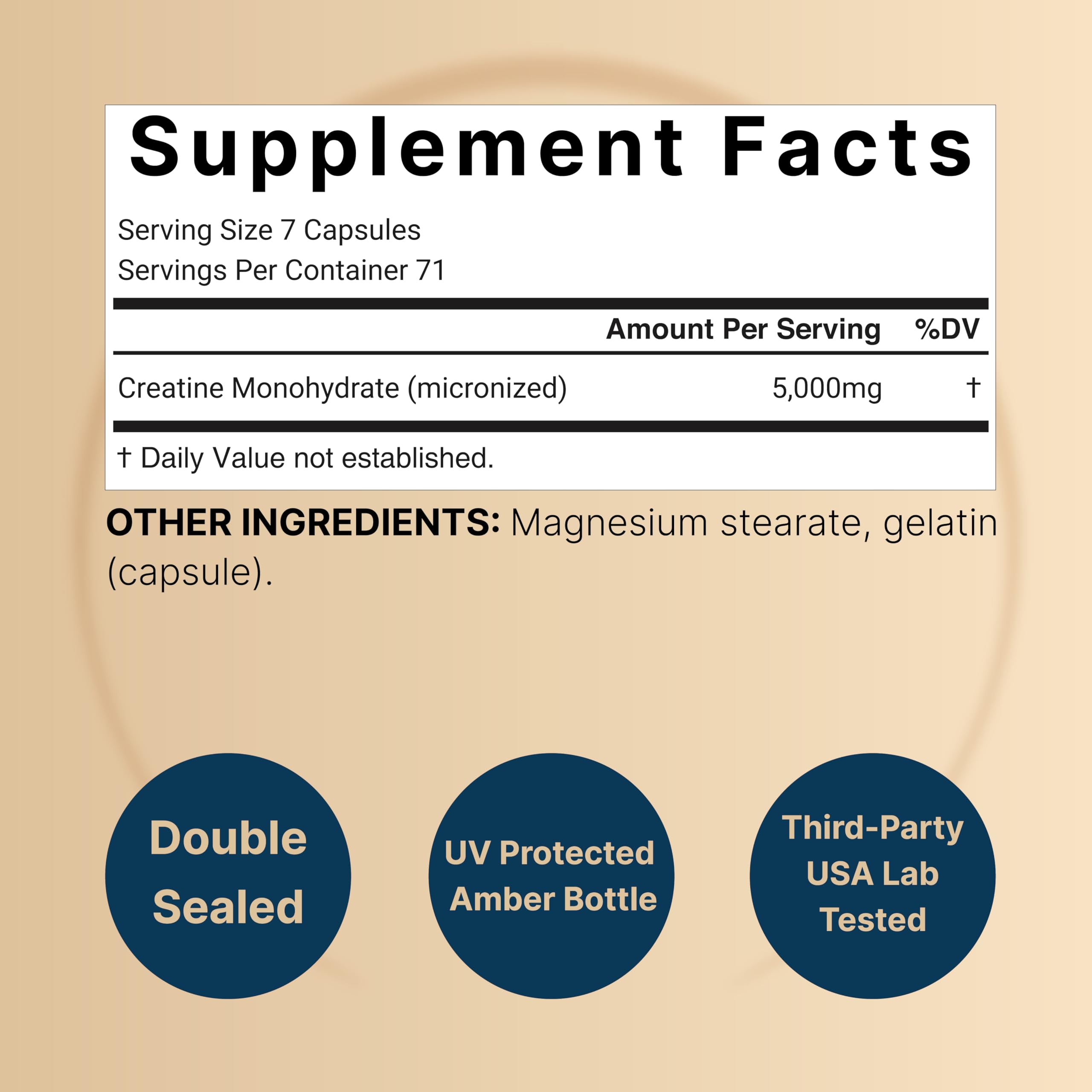 NatureBell Creatine Monohydrate capsules bottle stamped USA-made for trusted quality.