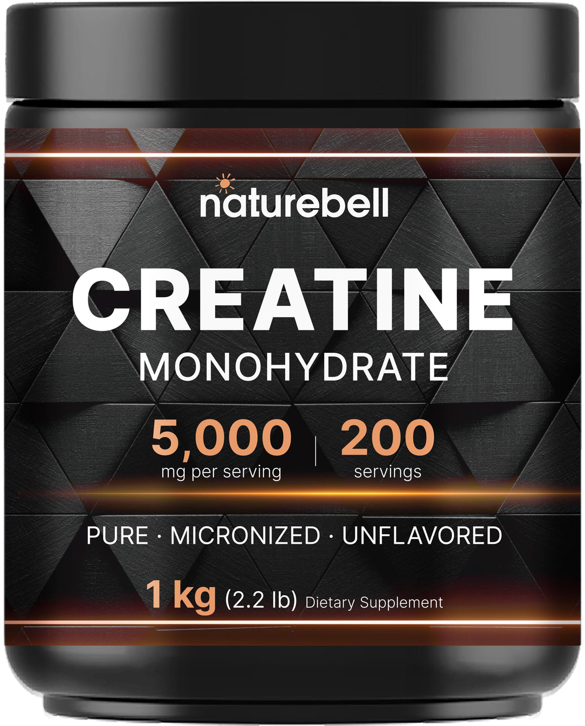 NatureBell Creatine Monohydrate Powder container; 2.2 lb bulk for lasting workouts
