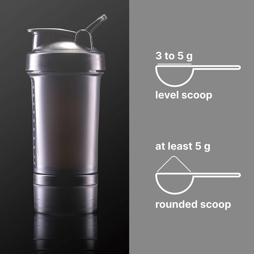 NatureBell unflavored creatine powder being mixed into a glass of water.