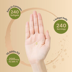 NatureBell bottle side view emphasizes 240-count coconut oil infused softgels.