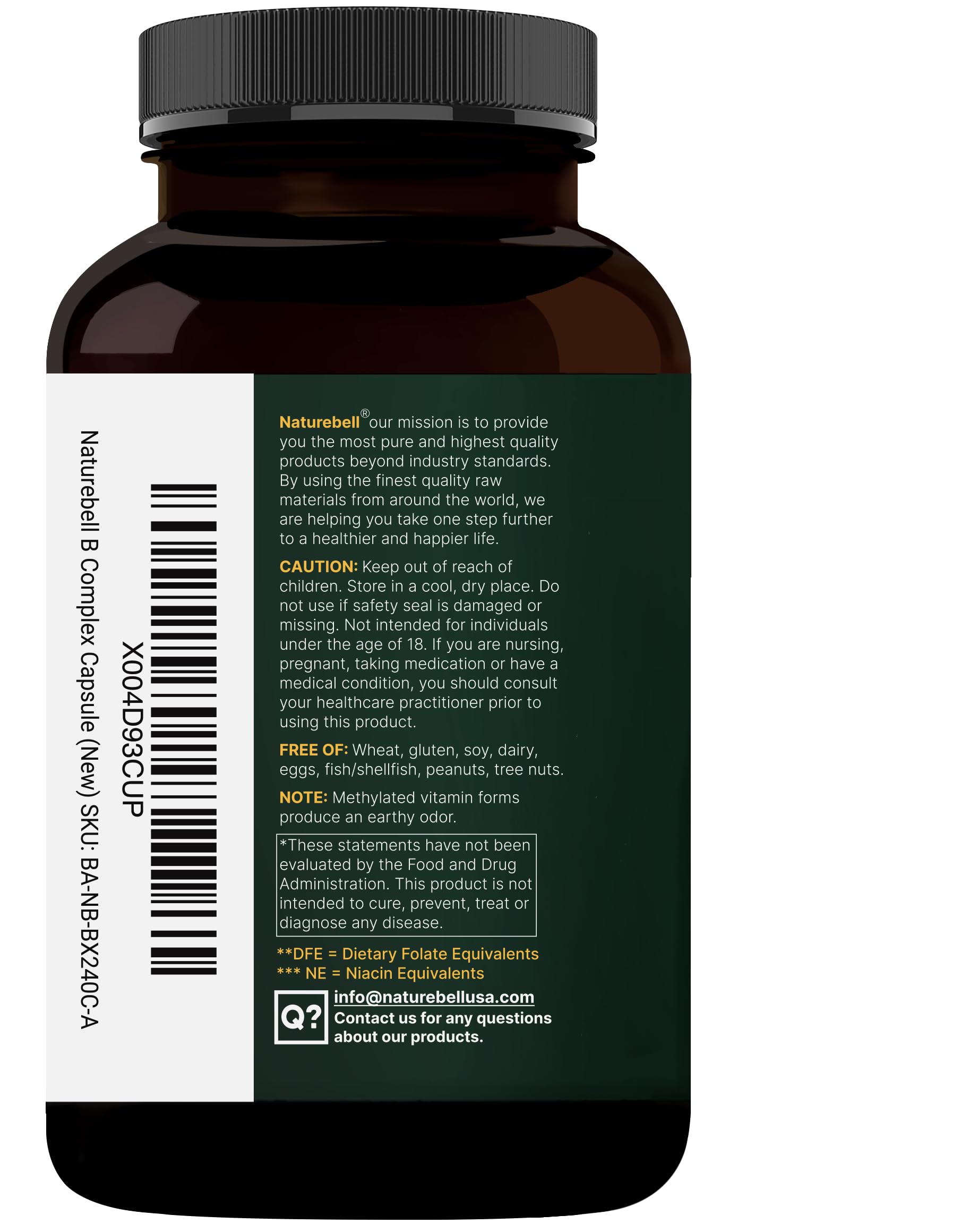 NatureBell daily B vitamins in a bottle support balanced energy and wellness.