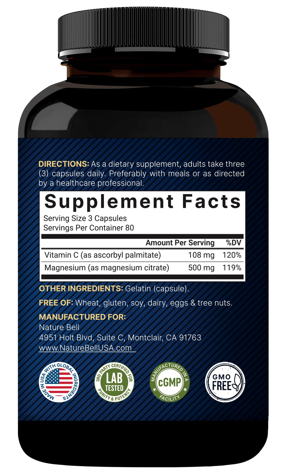 NatureBell daily dosage illustration hints easy 3-capsule serving