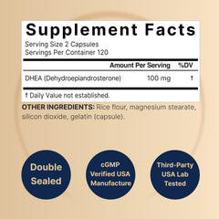 Capsules close-up of NatureBell DHEA 100mg supplement