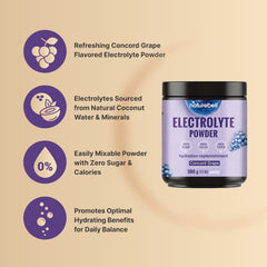 NatureBell Electrolytes Powder Concord grape flavor on label