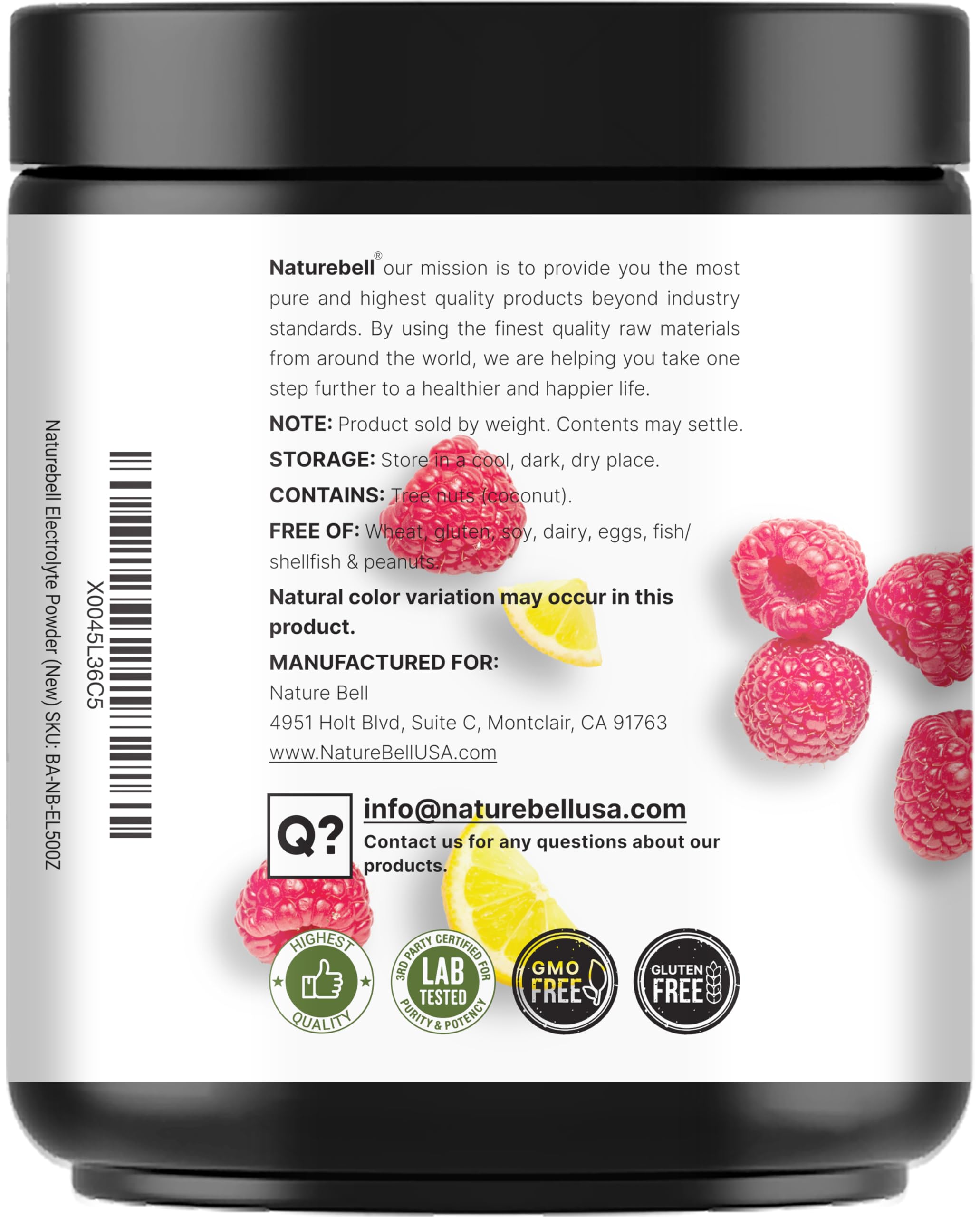 Lab-tested NatureBell Electrolytes Powder ensures safety and potency.