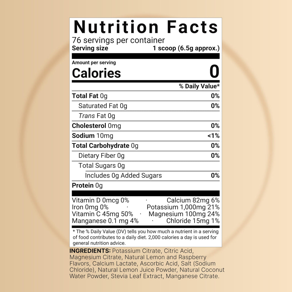 NatureBell Electrolytes Powder poured into a glass for quick hydration.