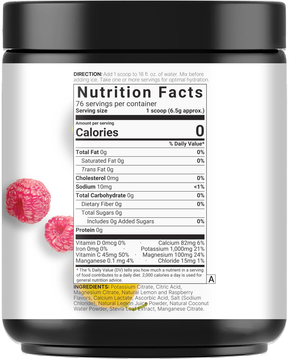 Raspberry lemonade flavor serve of NatureBell Electrolytes Powder on ice.