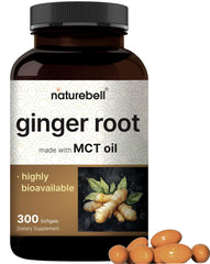 NatureBell Ginger Root with MCT Oil bottle shows dosage and clean labeling for daily use.