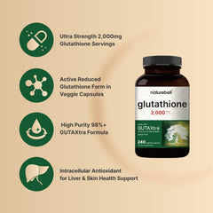 NatureBell Glutathione capsules pack emphasizes vegan capsules and easy daily dosing.
