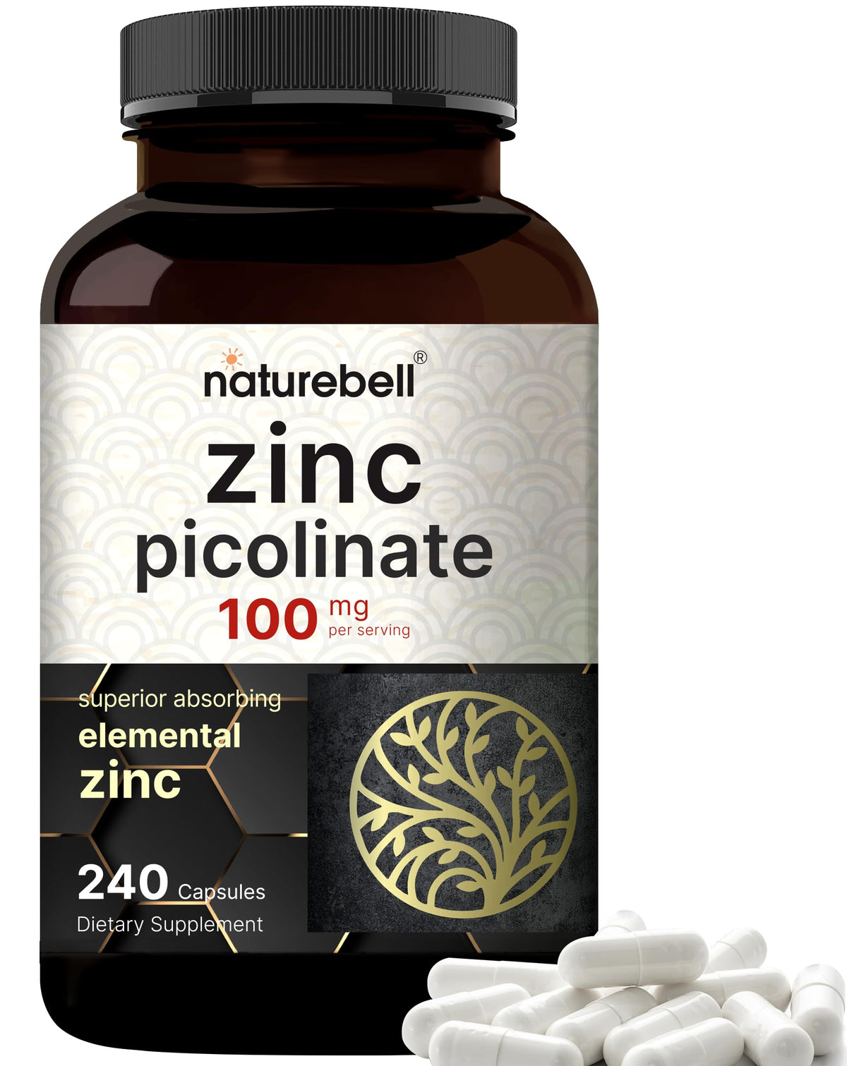 NatureBell high potency zinc picolinate 100mg bottle for immune support potential