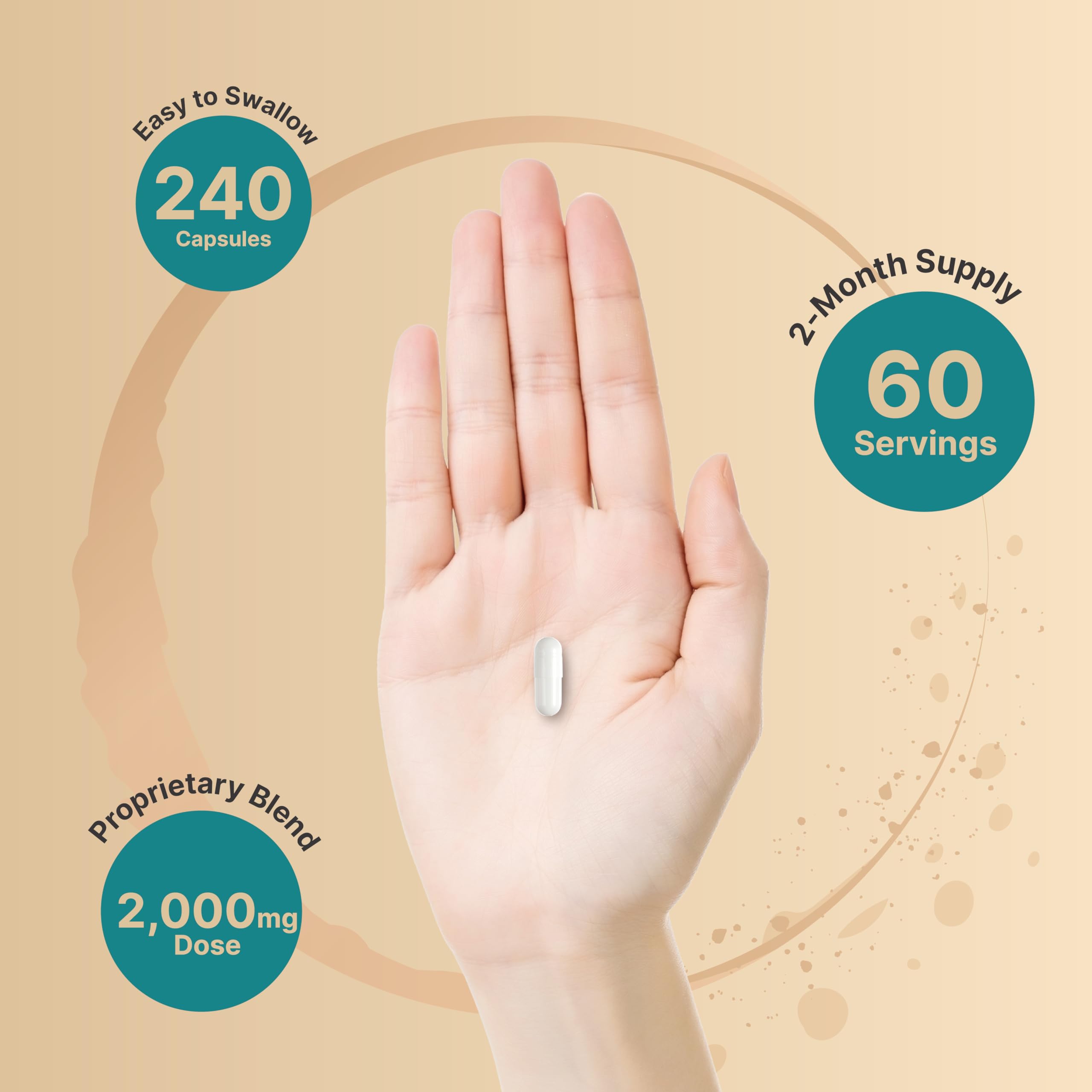 Close-up of NatureBell 240-capsule bottle for daily use.