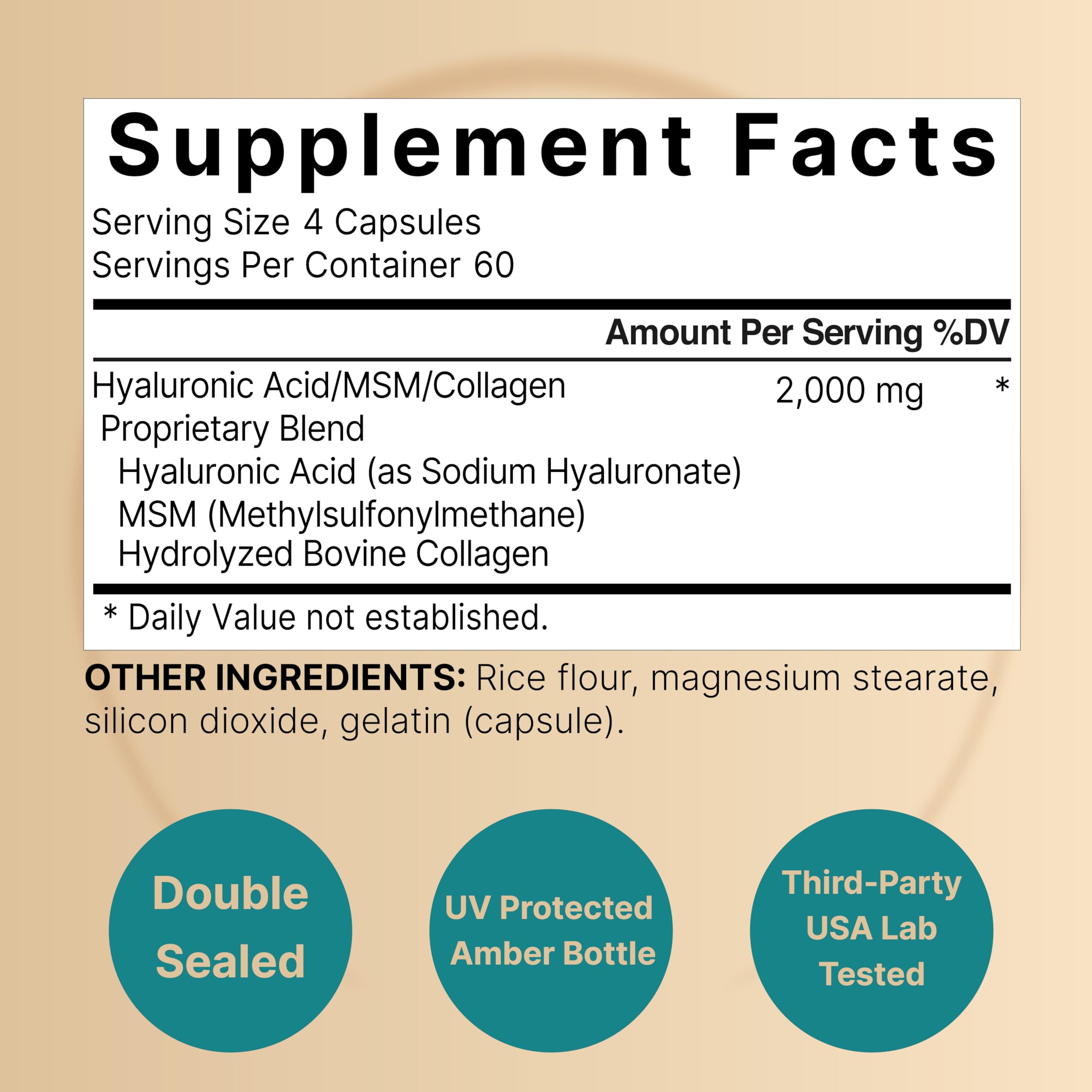 NatureBell hyaluronic acid capsules pour demonstrates easy daily dosing for hydration.