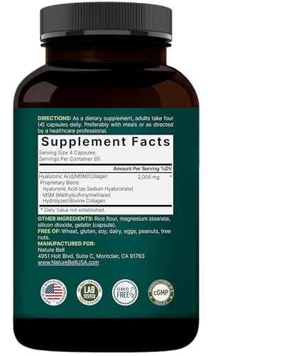 NatureBell label packaging highlights MSM and collagen for beauty routines.