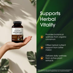 NatureBell ingredients label showing organic cinnamon and bitter melon sources