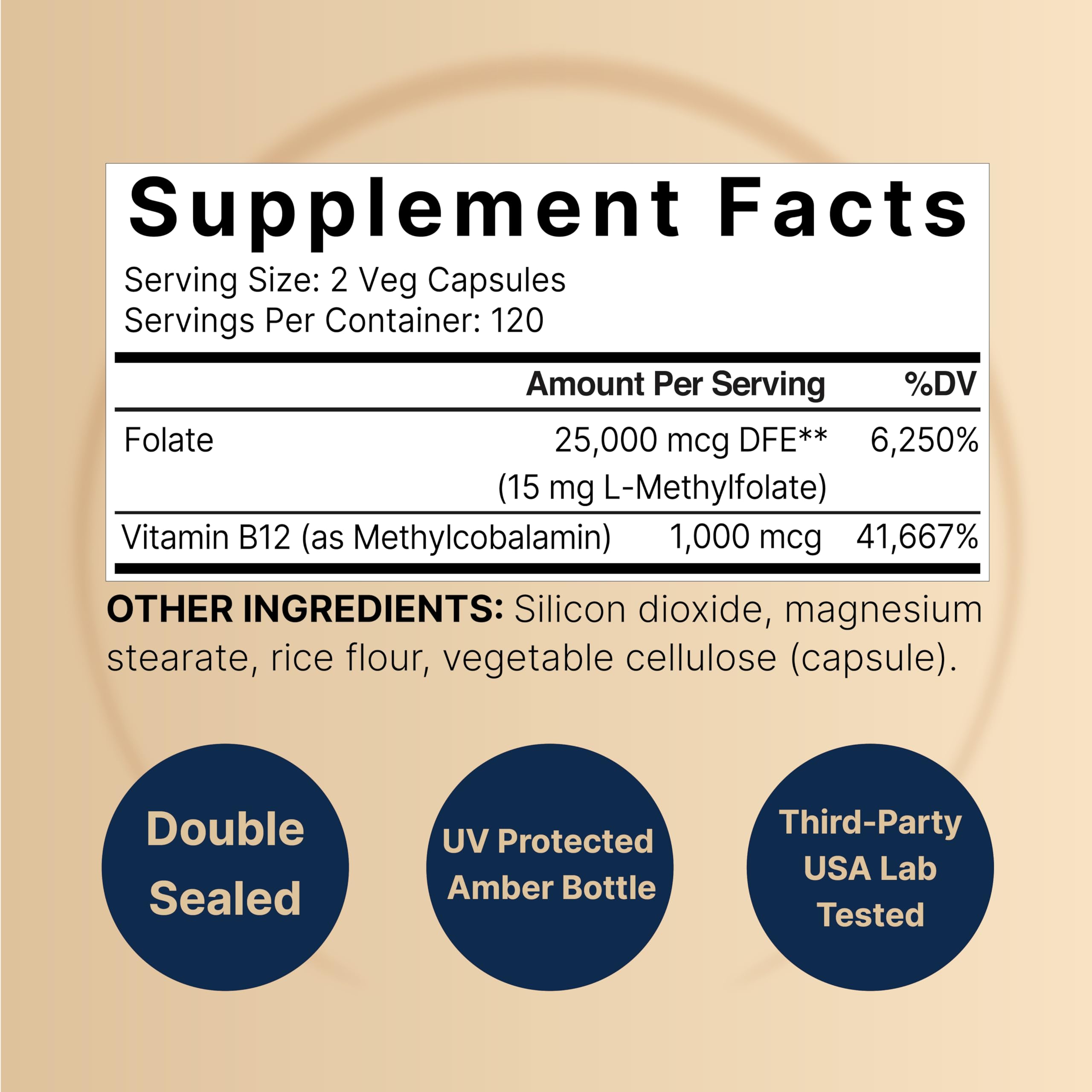 NatureBell L Methylfolate capsules close-up showing vegetarian capsules.