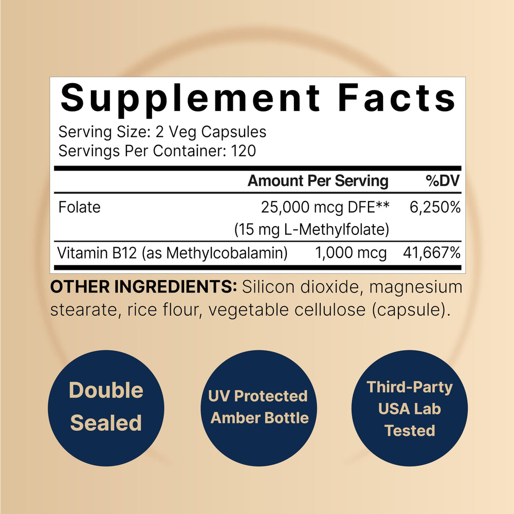 NatureBell L Methylfolate capsules close-up showing vegetarian capsules.